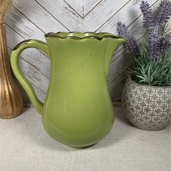 Vintage French Country Olive Green Home Essentials And Beyond Pitcher Bumble Bee - Picture 3 of 7
